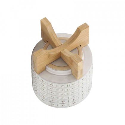 Sagebrook 5" Ceramic Dotted Planter With Wood Stand - Ivory