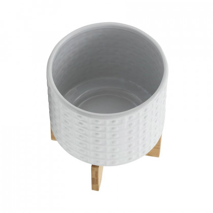 Sagebrook 8" Dotted Planter With Stand - White