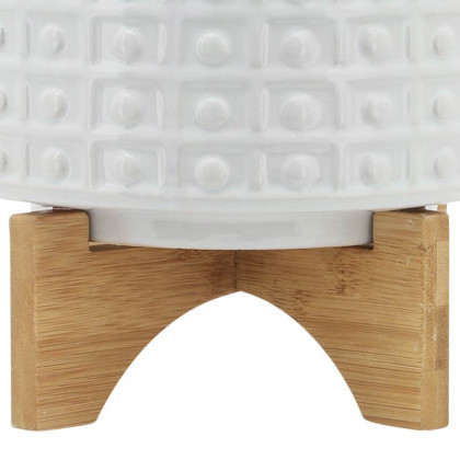 Sagebrook 8" Dotted Planter With Stand - White