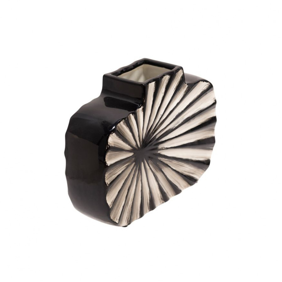 Sagebrook 8" Ceramic Textured Vase - Black/White