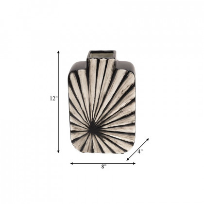 Sagebrook 12" Ceramic Textured Vase - Black/White