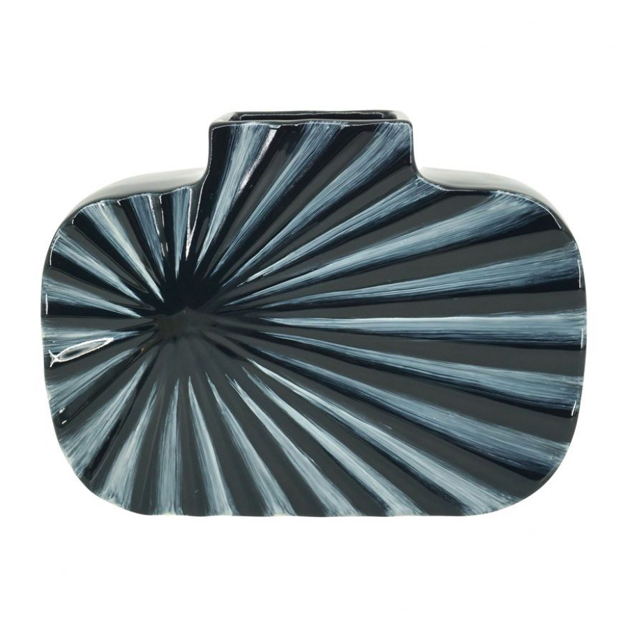 Sagebrook 8" Ceramic Textured Vase - Navy Blue/Cream