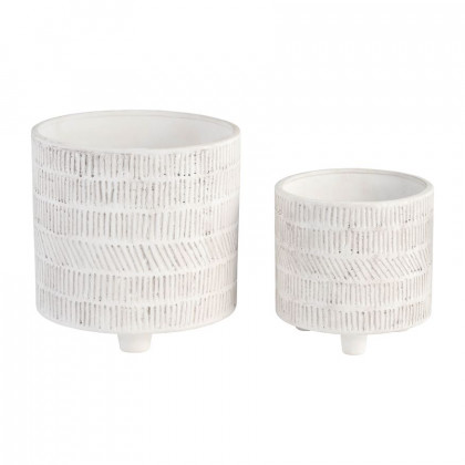 Sagebrook - 10"/12" Ceramic Fluted Planters With Feet (Set Of 2)