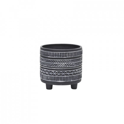 Sagebrook 6"/8" Tribal Look Footed Planters (Set Of 2) - Black