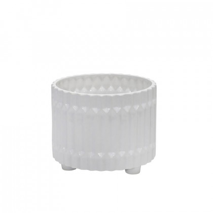 Sagebrook 10"/12" Ceramic Fluted Planters With Feet (Set Of 2) - White