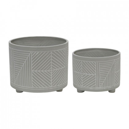Sagebrook - 10"/12" Ceramic Fluted Planters With Feet (Set Of 2)