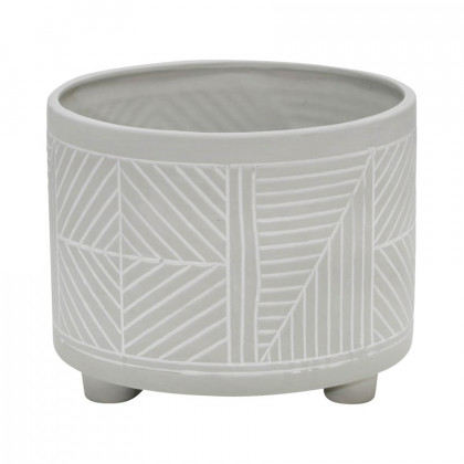 Sagebrook 10"/12" Ceramic Diamond Footed Planters (Set Of 2) - Gray