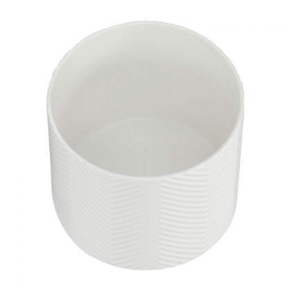 Sagebrook 12" Ceramic Chevron Planter With Wood Stand - White