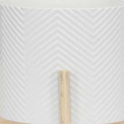 Sagebrook 12" Ceramic Chevron Planter With Wood Stand - White