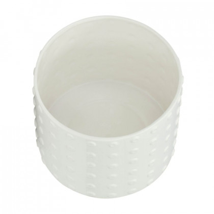 Sagebrook 12" Ceramic Dotted Planter With Wood Stand - White
