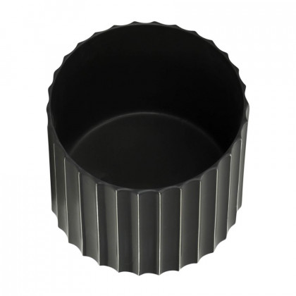 Sagebrook 12" Ceramic Fluted Planter With Wood Stand - Black