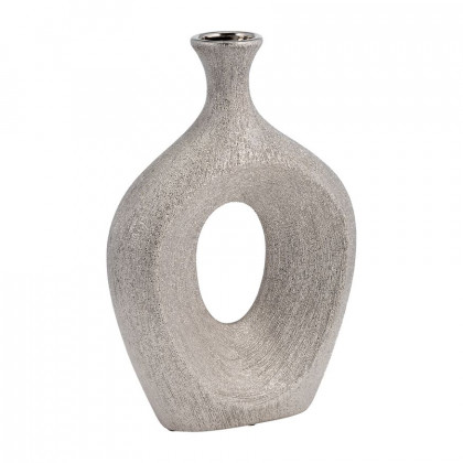 Sagebrook 13" Beaded Oval Vase Cut-out - Silver