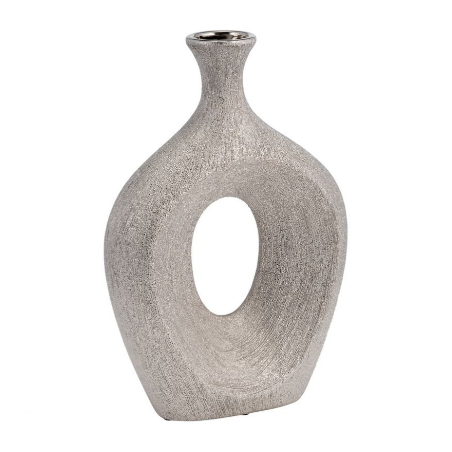 Sagebrook - 18" Glass Vase With Metal Rim