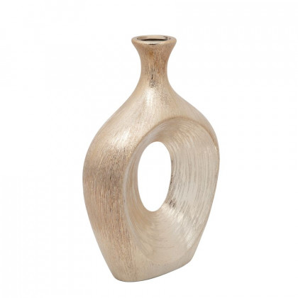 Sagebrook - 18" Glass Vase With Metal Rim