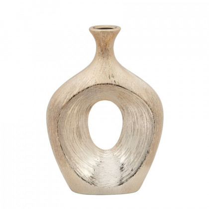 Sagebrook 13" Scratched Oval Vase Cut-out - Champagne
