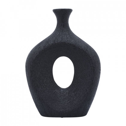 Sagebrook 13" Beaded Oval Vase Cut-out - Black
