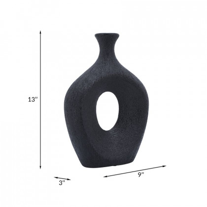 Sagebrook 13" Beaded Oval Vase Cut-out - Black