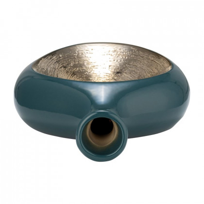 Sagebrook 13" 2-Tone Scratched Oval Vase - Teal/Champagne