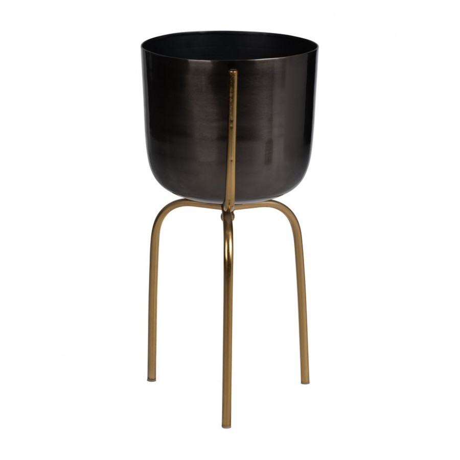 Sagebrook 25" Metal Planter On Tripod - Gunmetal/Gold