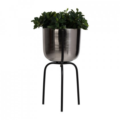 Sagebrook 25" Metal Planter On Tripod - Silver/Black