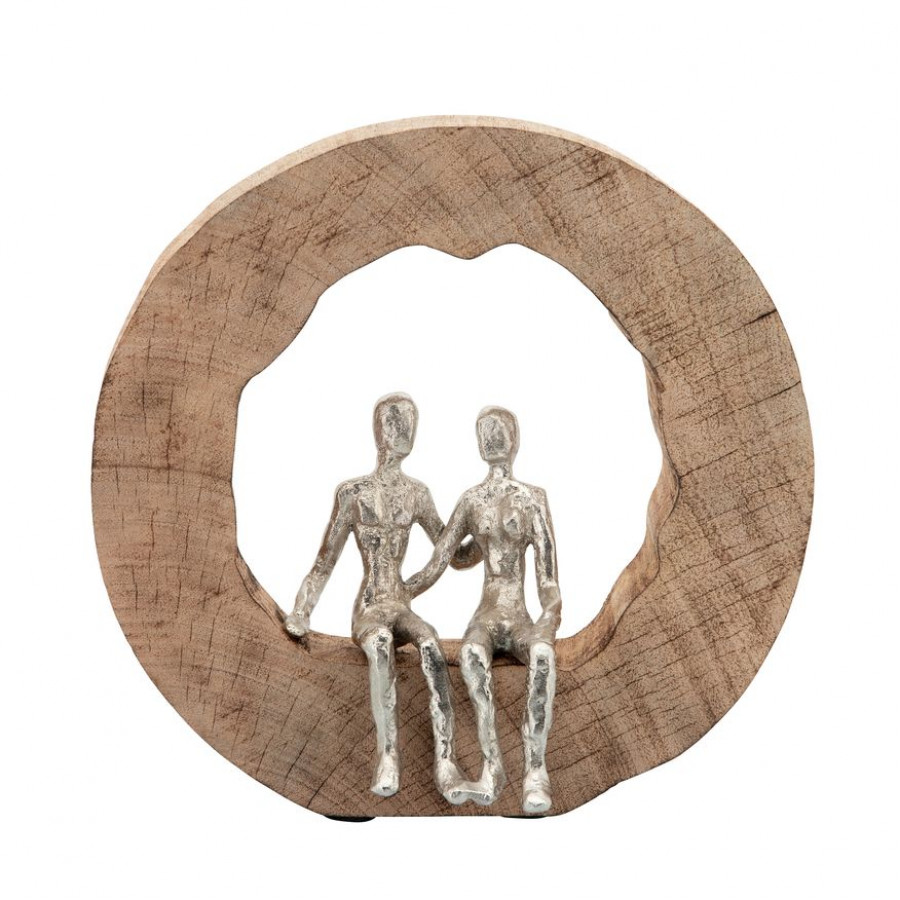 Sagebrook - Aluminum Couple In Mango Wood in Silver/Brown