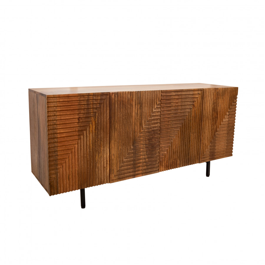 Sagebrook - Wood 4-Door Fluteboard Cabinet in Brown