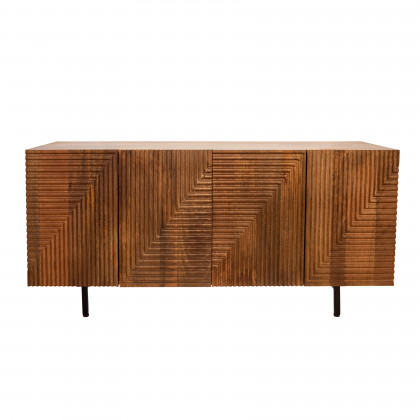 Sagebrook - Wood 4-Door Fluteboard Cabinet in Brown