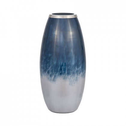 Sagebrook - 18" Glass Vase With Metal Rim