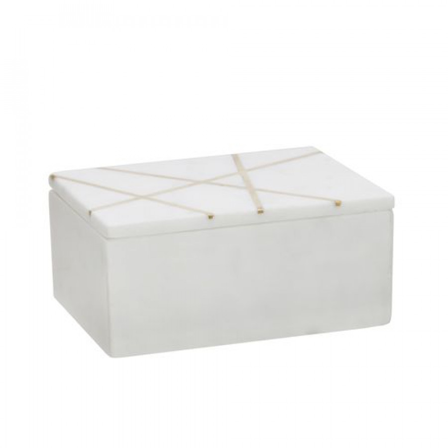 Sagebrook - 7"x5" Marble Box WithInlay in White