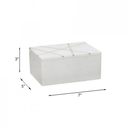 Sagebrook - 7"x5" Marble Box WithInlay in White