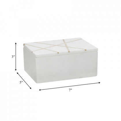 Sagebrook - 7"x5" Marble Box WithInlay in White