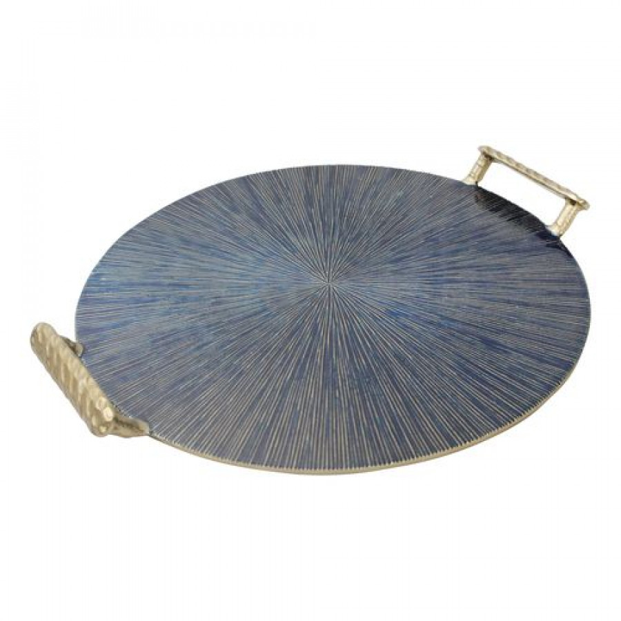 Sagebrook - 18" Metal Round Tray With Handles in Gold