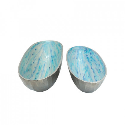 Sagebrook 21"/24" Aluminum Oval Bowl (Set Of 2) - Skyblue