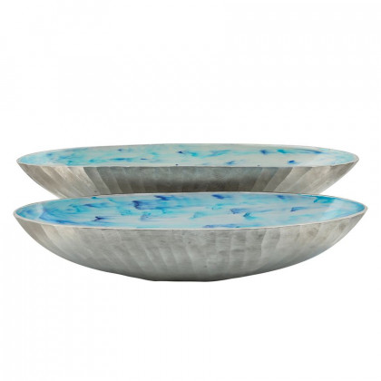 Sagebrook 21"/24" Aluminum Oval Bowl (Set Of 2) - Skyblue