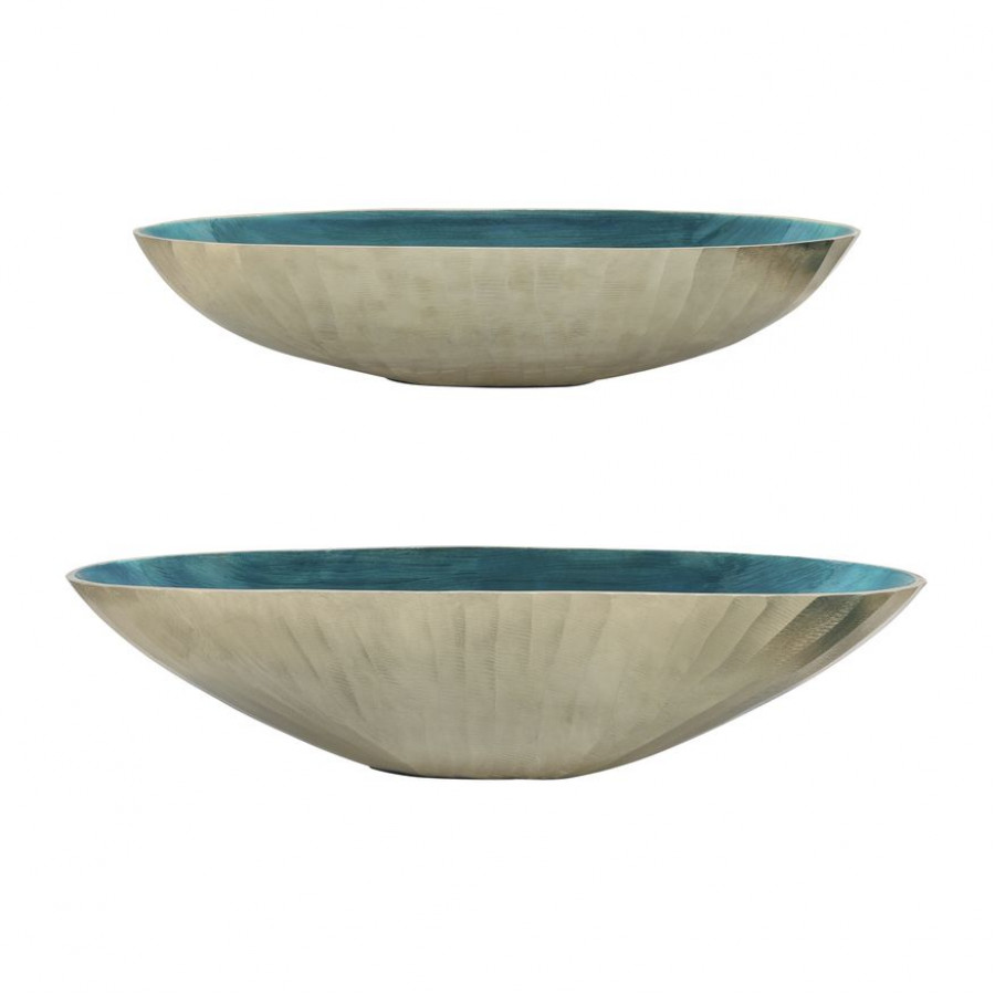 Sagebrook 21"/24" Aluminum Oval Bowl (Set Of 2) - Aqua