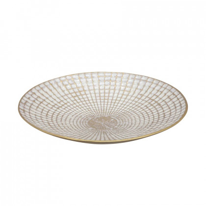 Sagebrook - 18"/21" Metal Round Plates (Set Of 2) in Ivory/Champagne