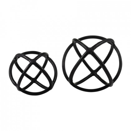 Sagebrook 7" Metal Orb Decor - Black