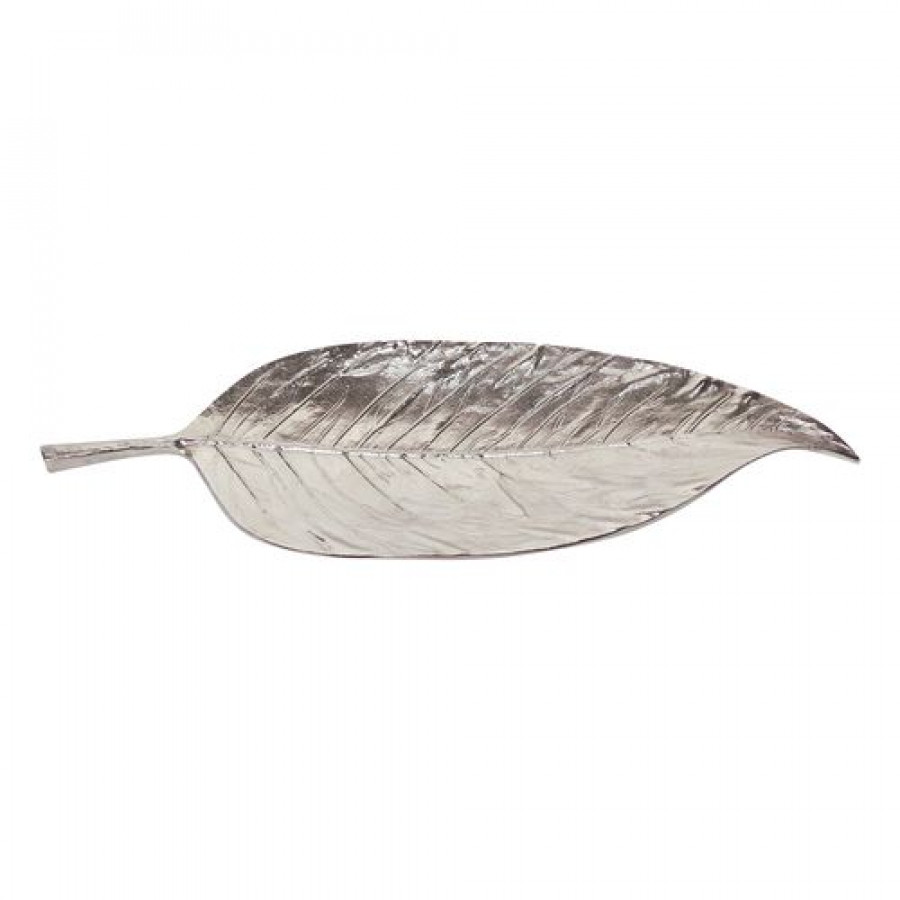 Sagebrook - 26" Metal Leaf Platter in Silver