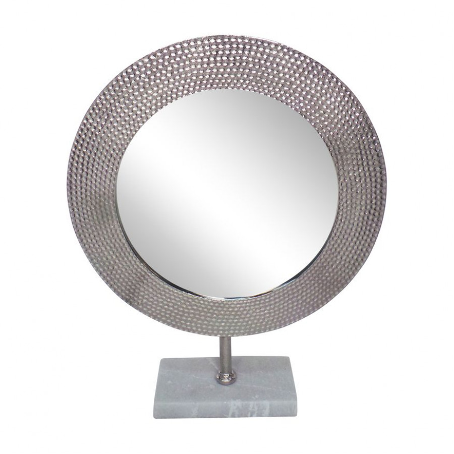 Sagebrook 21" Metal Hammered Mirror On Stand - Silver