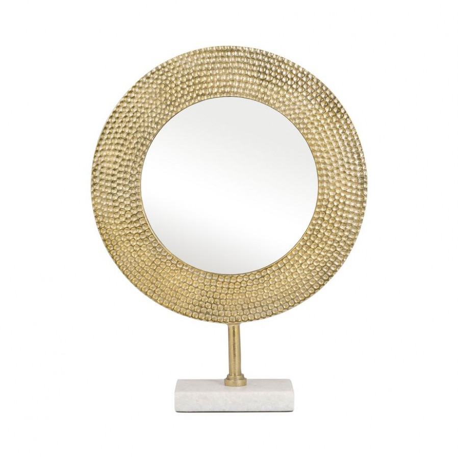 Sagebrook 19" Metal Hammered Mirror On Stand - Gold