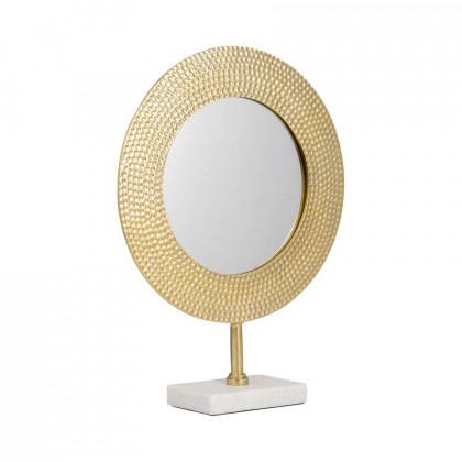 Sagebrook 19" Metal Hammered Mirror On Stand - Gold