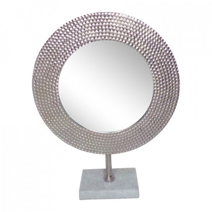 Sagebrook - 21" Metal Hammered Mirror On Stand