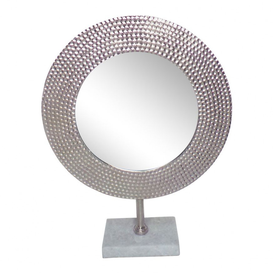 Sagebrook 19" Metal Hammered Mirror On Stand - Silver