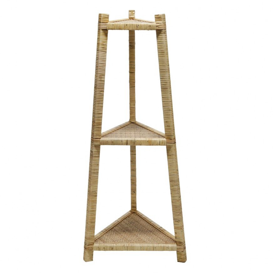 Sagebrook - Wood/Rattan Corner Triangle Shelf