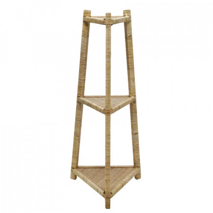 Sagebrook - Wood/Rattan Corner Triangle Shelf