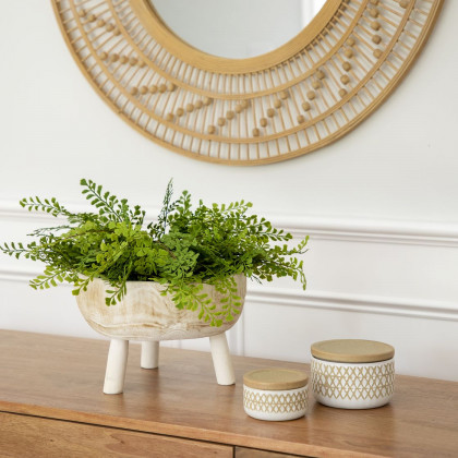 Sagebrook 11" Wood Bowl With Legs - White