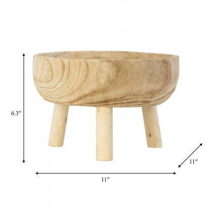Sagebrook 11" Wood Bowl With Legs - Natural