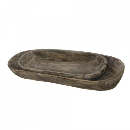 Sagebrook 18"/24" Wood Decor Plates (Set Of 2) - Gray