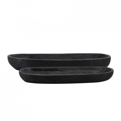 Sagebrook 18"/24" Wood Decor Plates (Set Of 2) - Black