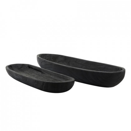 Sagebrook 18"/24" Wood Decor Plates (Set Of 2) - Black